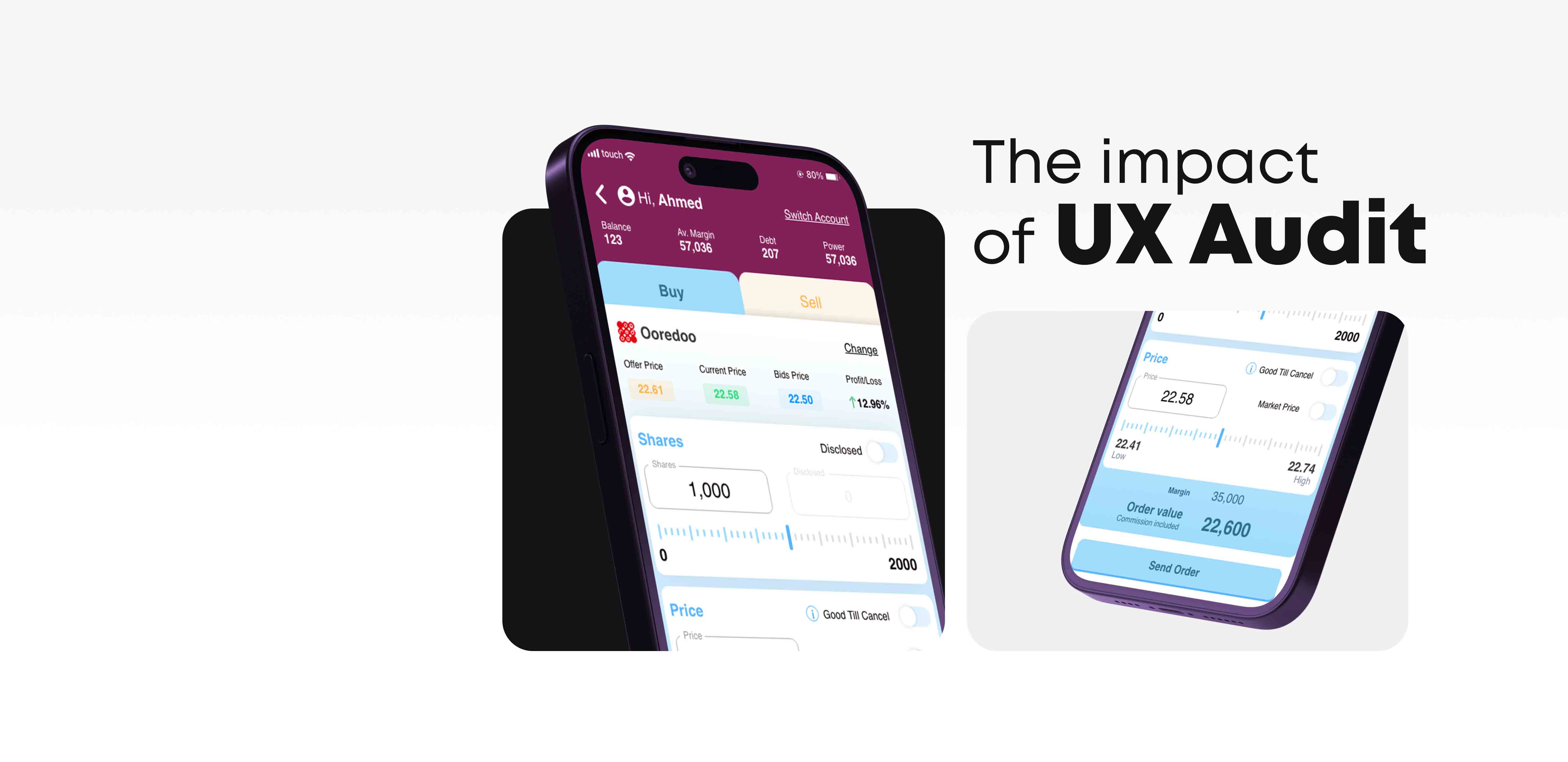 The Group Qatar, UX/UI design, UX research, stock exchange, mobile application 