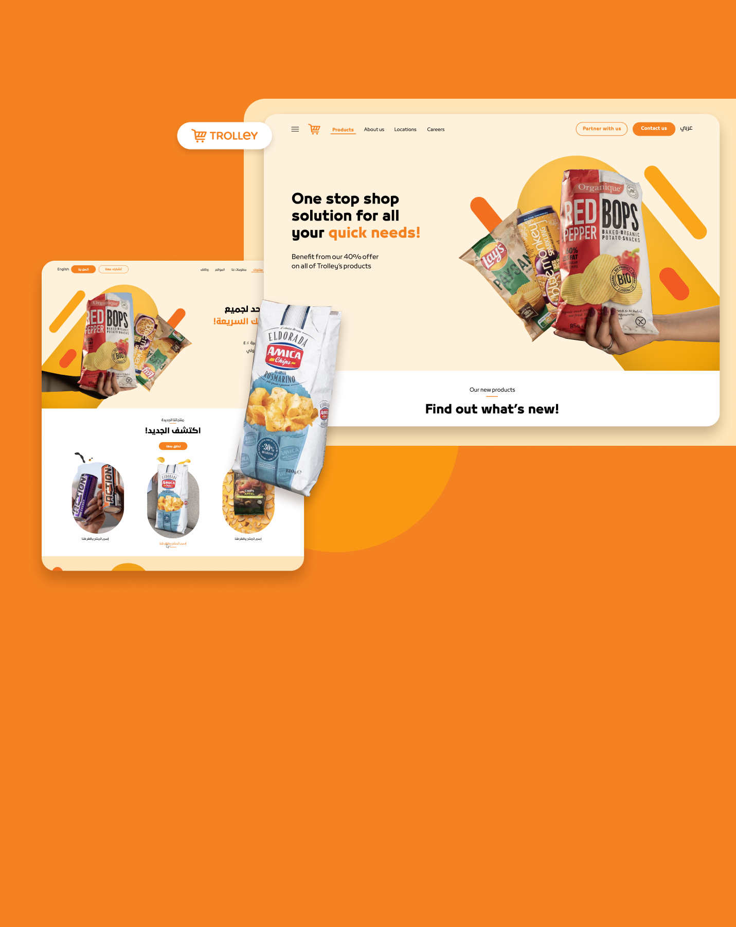 Cover of the Trolley Kuwait grocery website redesign case study showing the homepage on desktop and mobile